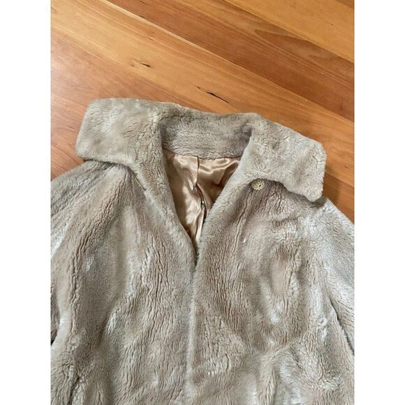 Vintage Coat Imperial Ollegro Tan Beige Faux Fur Mid Length Medium (JK) Womens - Picture 4 of 16